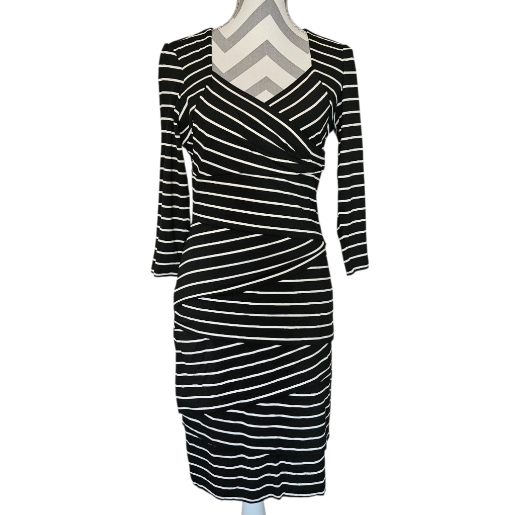 Nwt White House Black Market Striped Ruched Slimming Sheath Dress Size 10